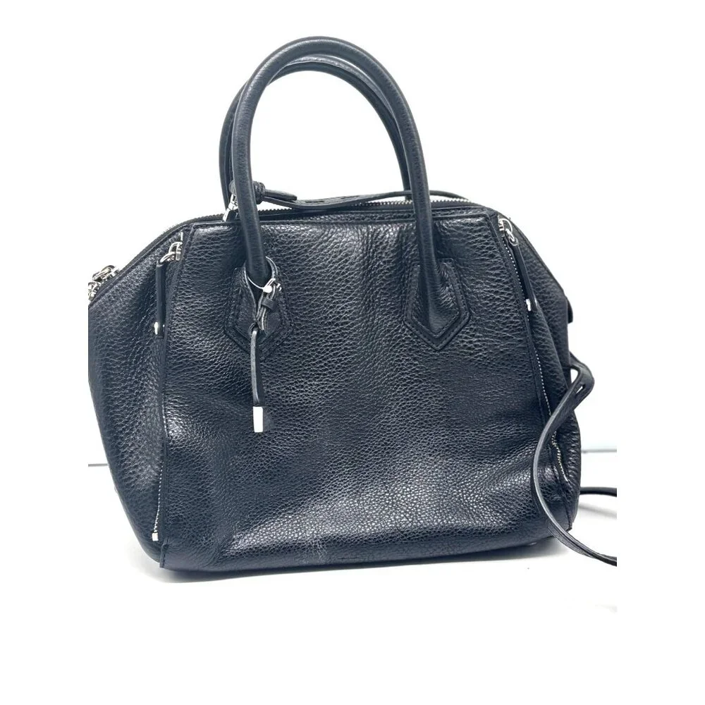 Rebecca Minkoff Textured Leather Mini Perry Satchel in Black